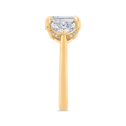 14K Yellow Gold Emerald Cut Diamond Engagement Ring (Semi-Mount)
