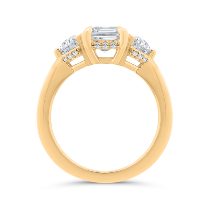 14K Yellow Gold Emerald Cut Diamond Engagement Ring (Semi-Mount)