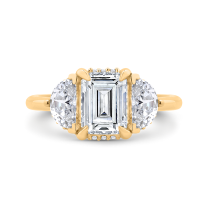 14K Yellow Gold Emerald Cut Diamond Engagement Ring (Semi-Mount)