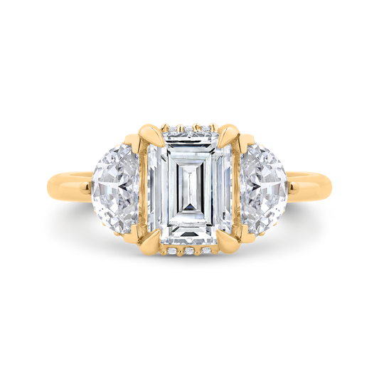 14K Yellow Gold Emerald Cut Diamond Engagement Ring (Semi-Mount)