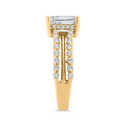 14K Yellow Gold Emerald Cut Diamond Engagement Ring (Semi-Mount)