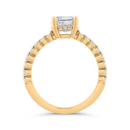 14K Yellow Gold Emerald Cut Diamond Engagement Ring (Semi-Mount)