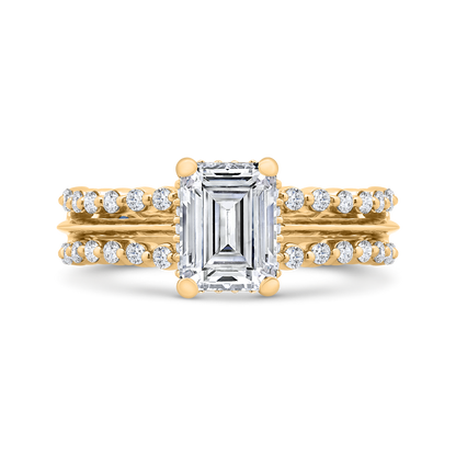 14K Yellow Gold Emerald Cut Diamond Engagement Ring (Semi-Mount)