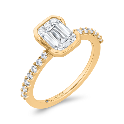 14K Yellow Gold Emerald Cut Diamond Engagement Ring (Semi-Mount)