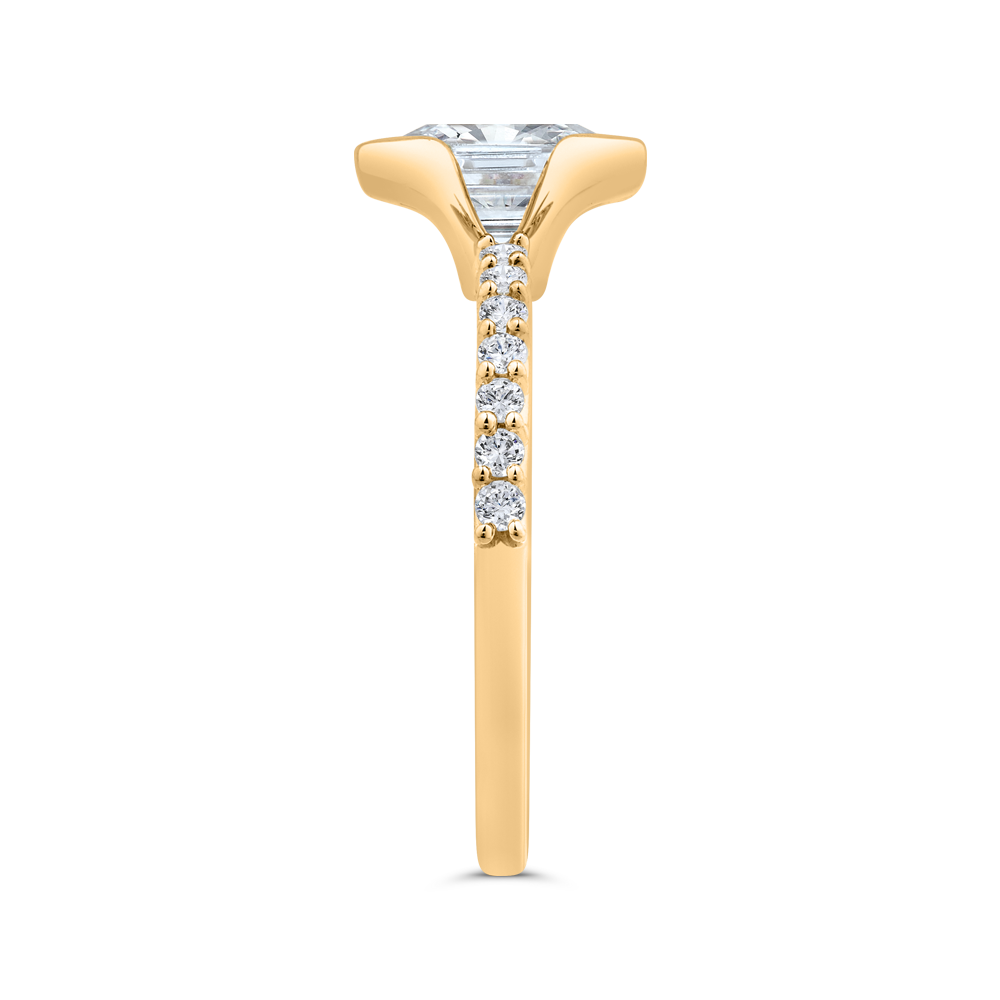 14K Yellow Gold Emerald Cut Diamond Engagement Ring (Semi-Mount)