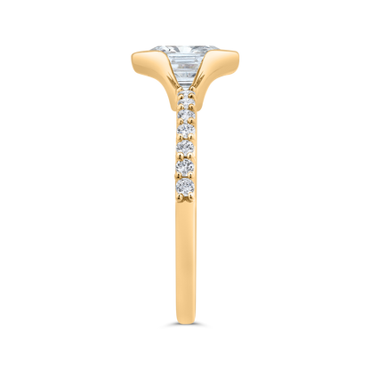 14K Yellow Gold Emerald Cut Diamond Engagement Ring (Semi-Mount)