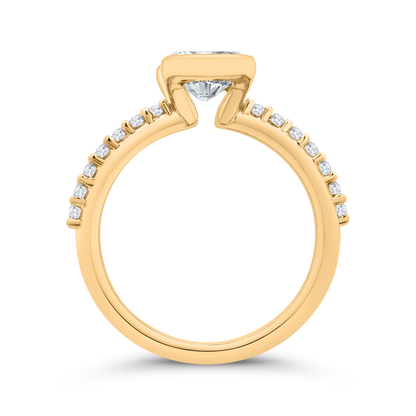 14K Yellow Gold Emerald Cut Diamond Engagement Ring (Semi-Mount)