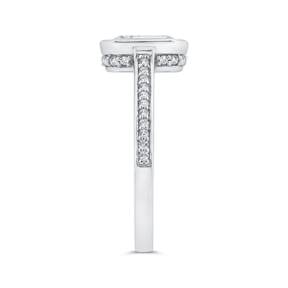 14K White Gold Emerald Cut Diamond Engagement Ring (Semi-Mount)