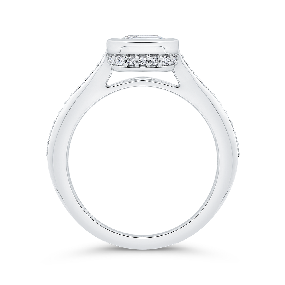 14K White Gold Emerald Cut Diamond Engagement Ring (Semi-Mount)