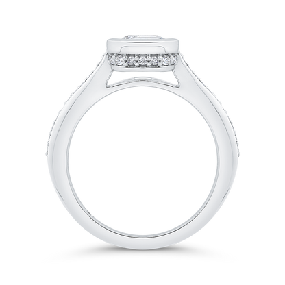 14K White Gold Emerald Cut Diamond Engagement Ring (Semi-Mount)