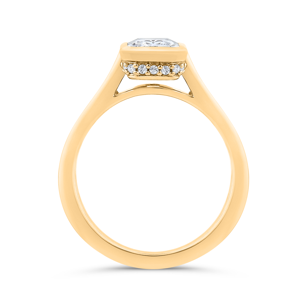 14K Yellow Gold Emerald Cut Diamond Engagement Ring (Semi-Mount)