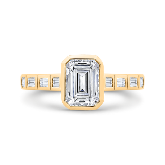 14K Yellow Gold Emerald Cut Diamond Engagement Ring (Semi-Mount)