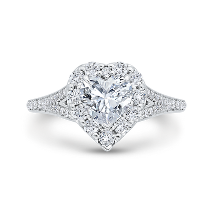 14K White Gold Heart Cut Diamond Engagement Ring (Semi-Mount)