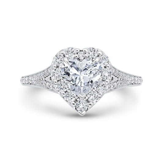 14K White Gold Heart Cut Diamond Engagement Ring (Semi-Mount)