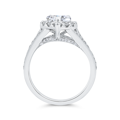 14K White Gold Heart Cut Diamond Engagement Ring (Semi-Mount)