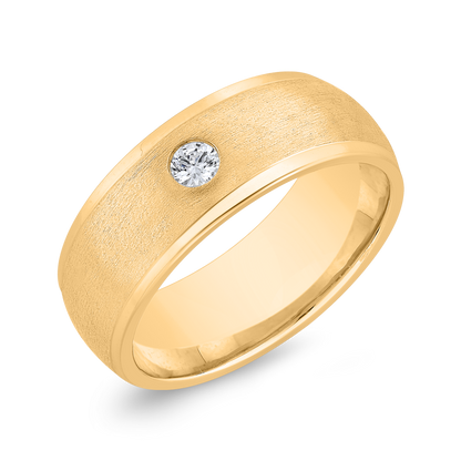 14K Yellow Gold with Round Diamond Men's Band