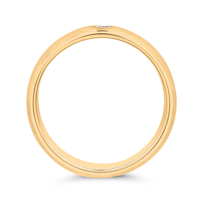 14K Yellow Gold with Round Diamond Men's Band
