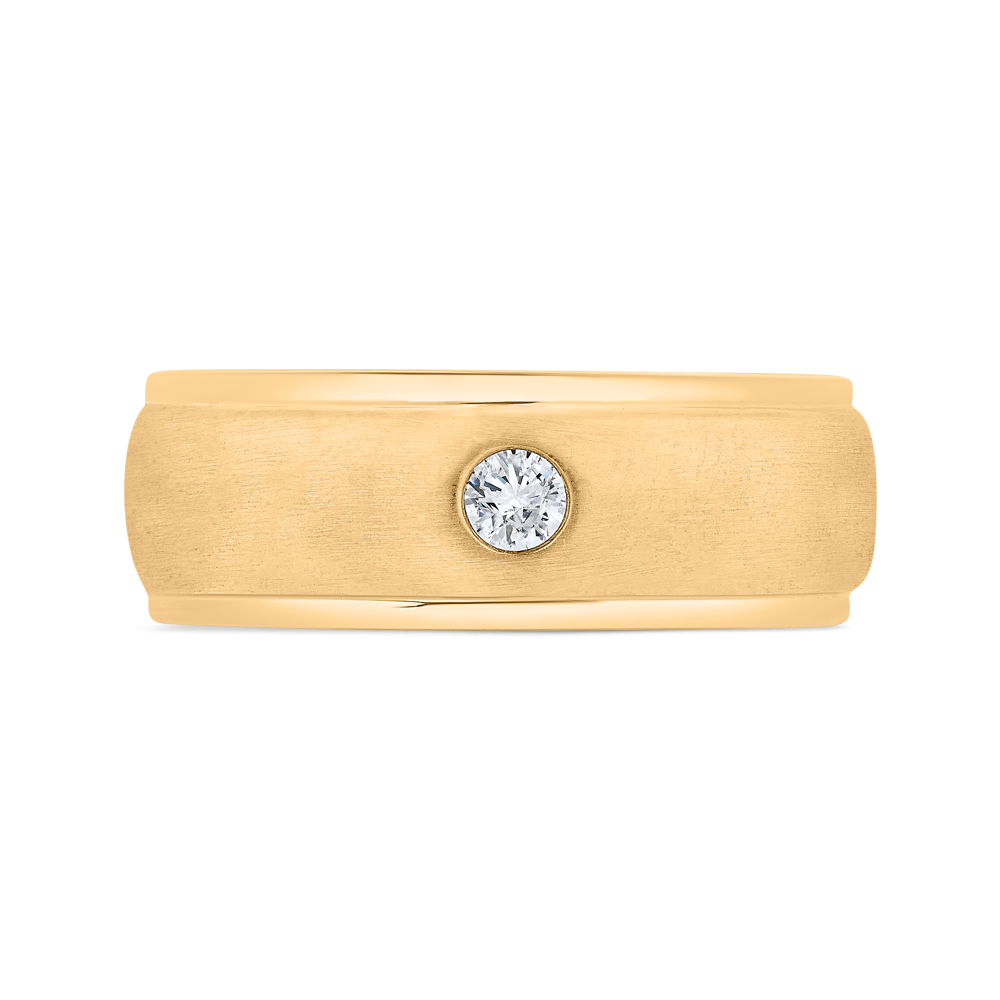 14K Yellow Gold with Round Diamond Men's Band