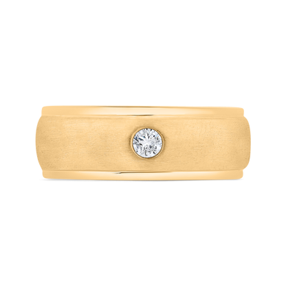14K Yellow Gold with Round Diamond Men's Band