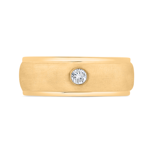 14K Yellow Gold with Round Diamond Men's Band