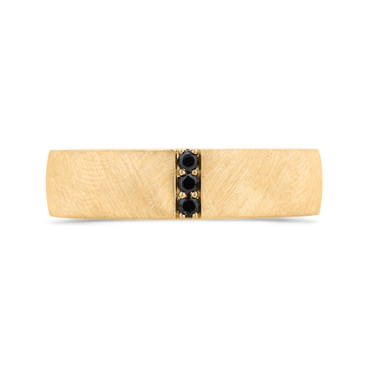 14K Yellow Gold with Round Black Diamond Men's Band