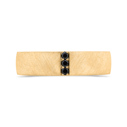 14K Yellow Gold with Round Black Diamond Men's Band