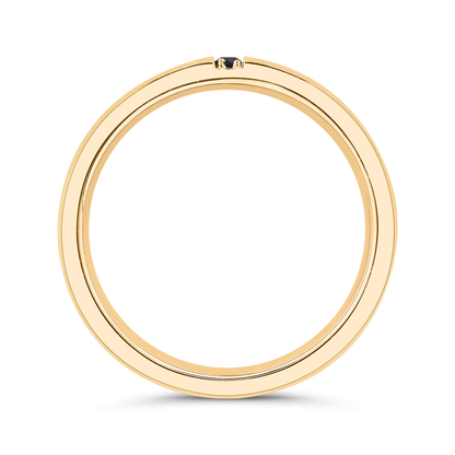 14K Yellow Gold with Round Black Diamond Men's Band