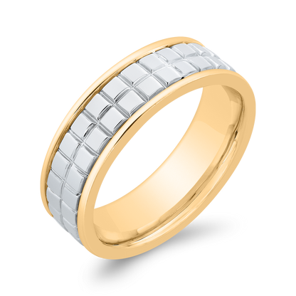 14K Two Tone Gold Men's Band
