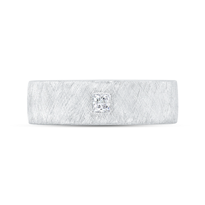 14K White Gold with Princess Diamond Men's Band