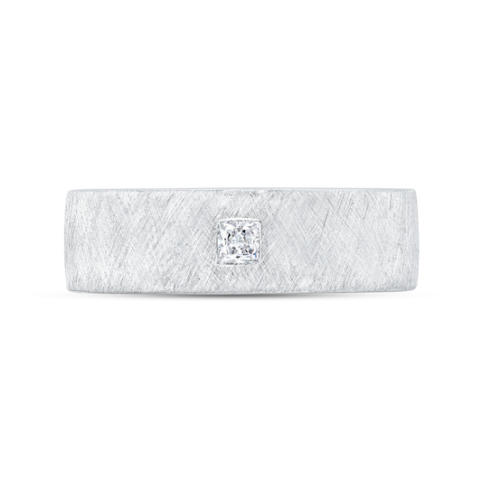 14K White Gold with Princess Diamond Men's Band
