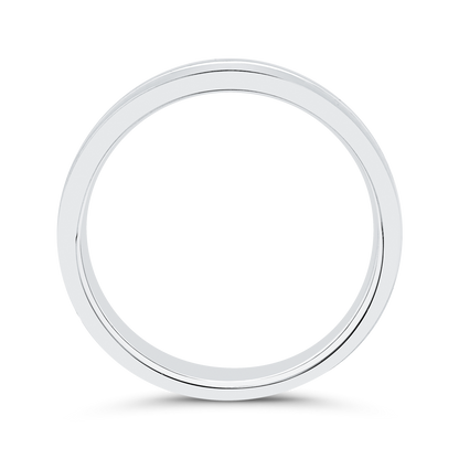 14K White Gold with Round Black Diamond Men's Band