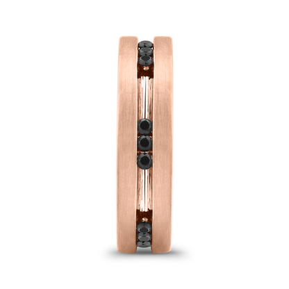 14K Rose Gold with Round Black Diamond Men's Band