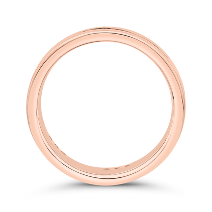 14K Rose Gold with Round Black Diamond Men's Band