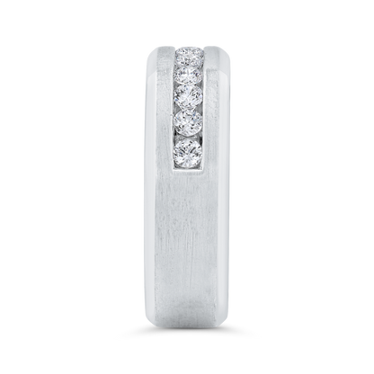 14K White Gold with Round Diamond Men's Band