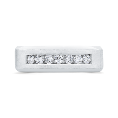 14K White Gold with Round Diamond Men's Band