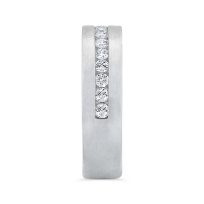 14K White Gold with Round Diamond Men's Band