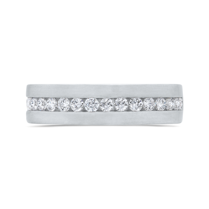 14K White Gold with Round Diamond Men's Band