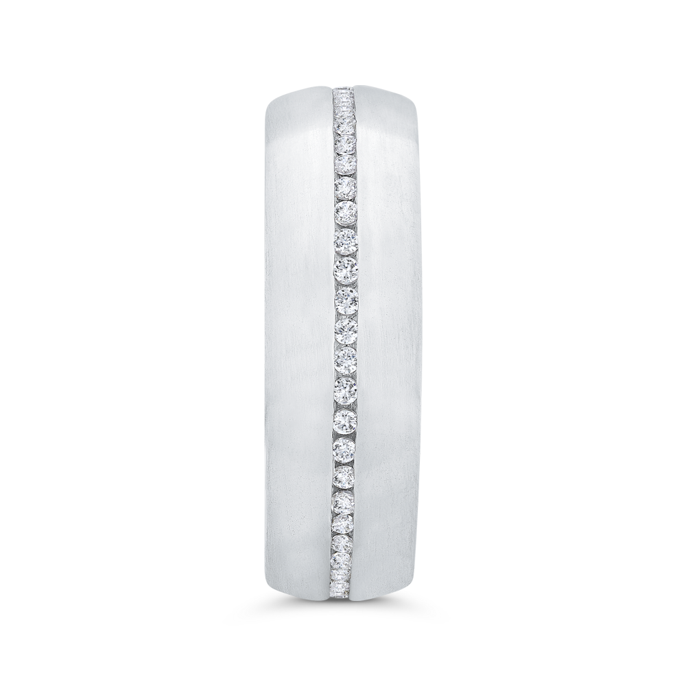 14K White Gold with Round Diamond Men's Band