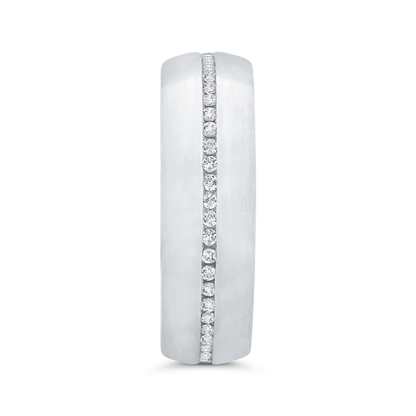 14K White Gold with Round Diamond Men's Band