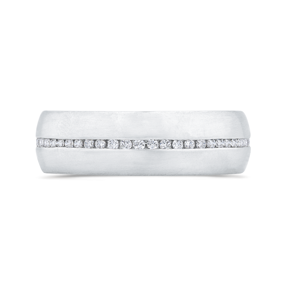 14K White Gold with Round Diamond Men's Band