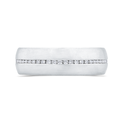 14K White Gold with Round Diamond Men's Band