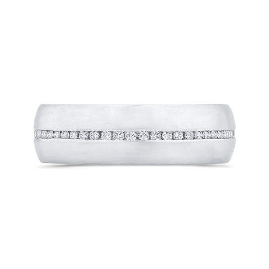 14K White Gold with Round Diamond Men's Band