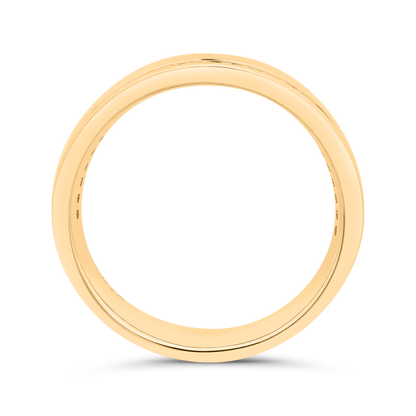 14K Yellow Gold with Round Black Diamond Men's Band