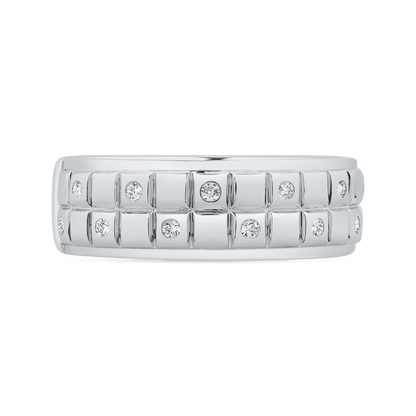 14K White Gold with Round Diamond Men's Band