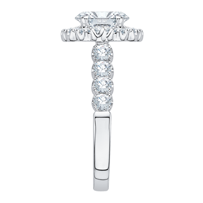 Oval Diamond Halo Engagement Ring In 14K White Gold (Semi-Mount)