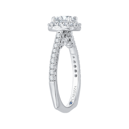 Oval Cut Diamond Halo Engagement Ring in 14K White Gold (Semi-Mount)