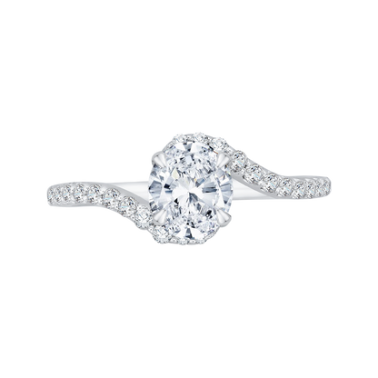 Oval Cut Diamond Promise Engagement Ring in 14K White Gold (Semi-Mount)