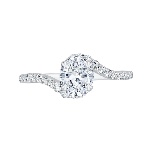 Oval Cut Diamond Promise Engagement Ring in 14K White Gold (Semi-Mount)