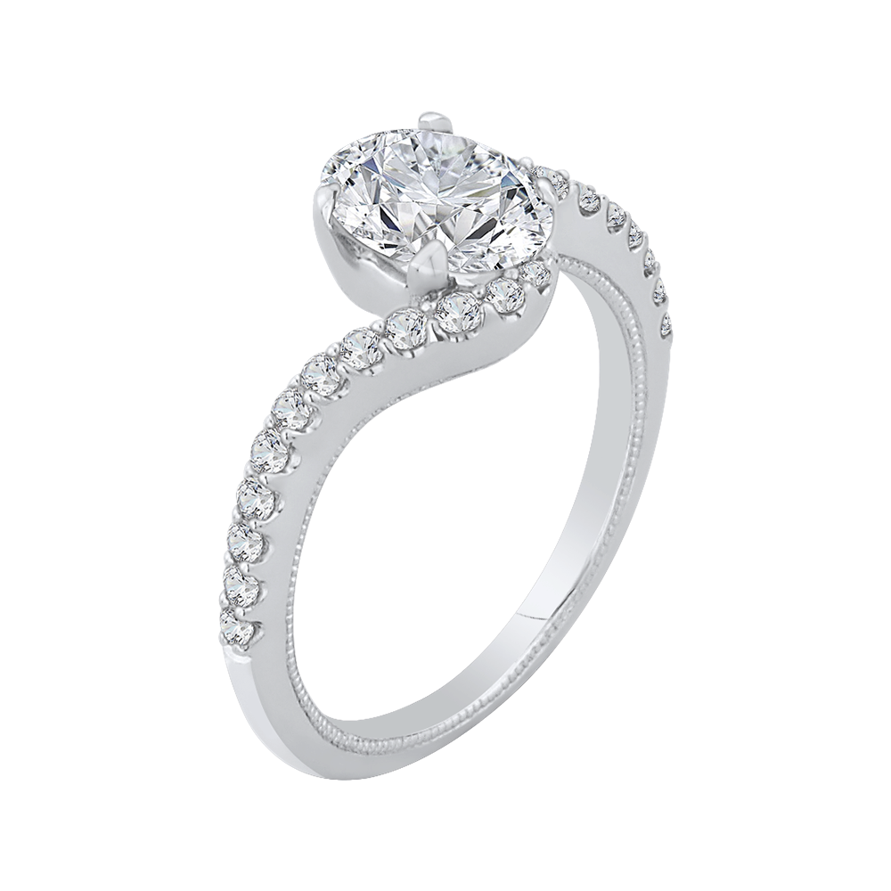 Oval Cut Diamond Promise Engagement Ring in 14K White Gold (Semi-Mount)