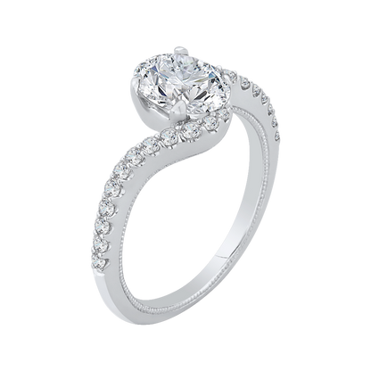 Oval Cut Diamond Promise Engagement Ring in 14K White Gold (Semi-Mount)